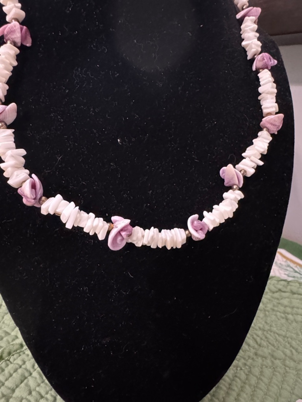 Handmade White and Lavender Shell Bead Necklace, Bracelet and Earrings Bundle - Picture 4 of 4